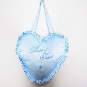 Sabrina Carpenter Light Blue Heart Shaped Short N Sweet Embroidered Ruffle Bag